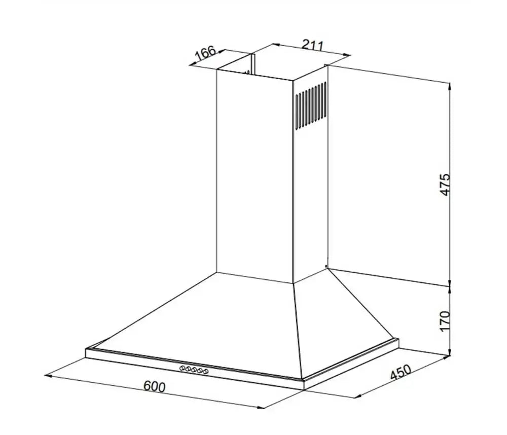 Cappa da Cucina a Piramide 90 cm Acciaio Inox 135W 450 m³/h