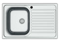 Lavello Inox 79x50 - Monostampo, 1 Vasca, Gocciolatoio - Superficie Satinata