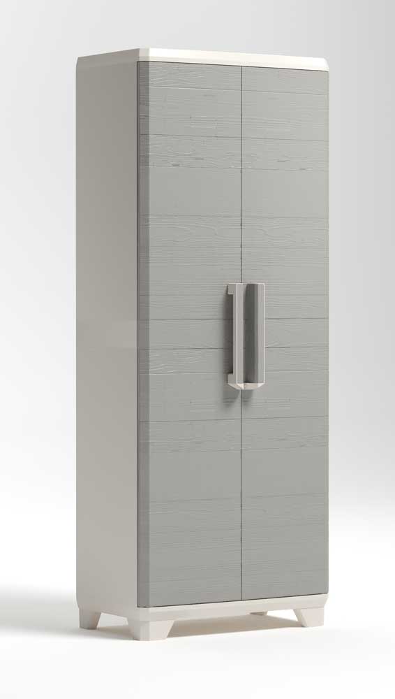 Armadio tuttopiani in resina Linear Wood 68x39x173h, effetto legno, piedini regolabili