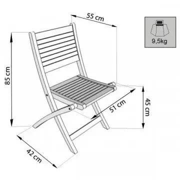 Sedia pieghevole Mirage in teak marrone Dimensioni: cm 42 x 51 x 85 h