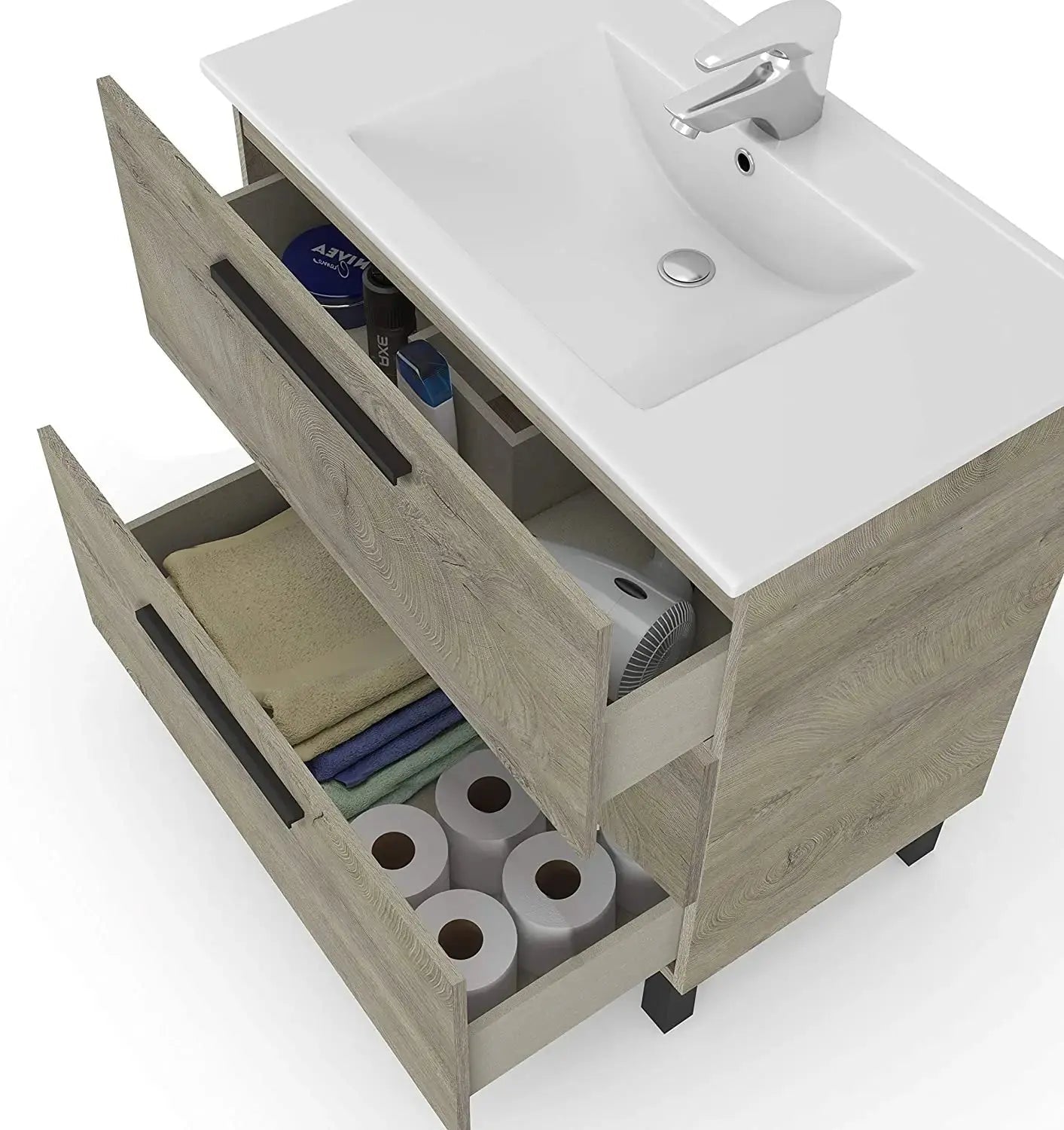 Mobile Bagno Rovere Alaska 3 Cassetti 80x45x86 cm