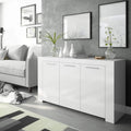 Mobile Base L144 x P42 x H80 cm Bianco Opaco con Ripiani Interni