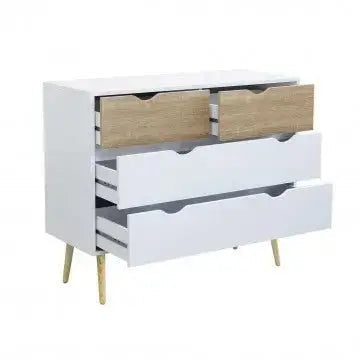 Mobile Terence: Legno Bianco e Naturale, cm 99x39x82