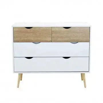 Mobile Terence: Legno Bianco e Naturale, cm 99x39x82
