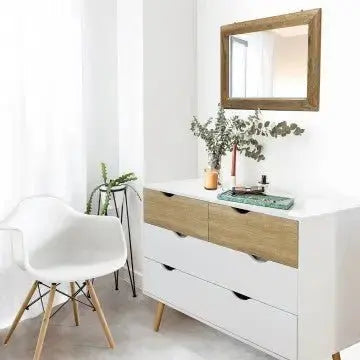 Mobile Terence: Legno Bianco e Naturale, cm 99x39x82
