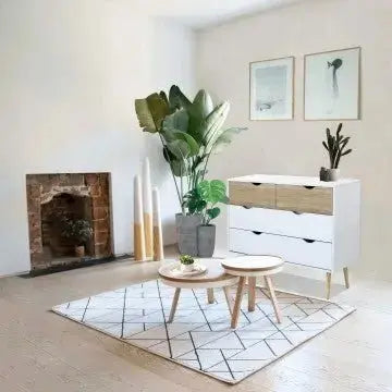 Mobile Terence: Legno Bianco e Naturale, cm 99x39x82