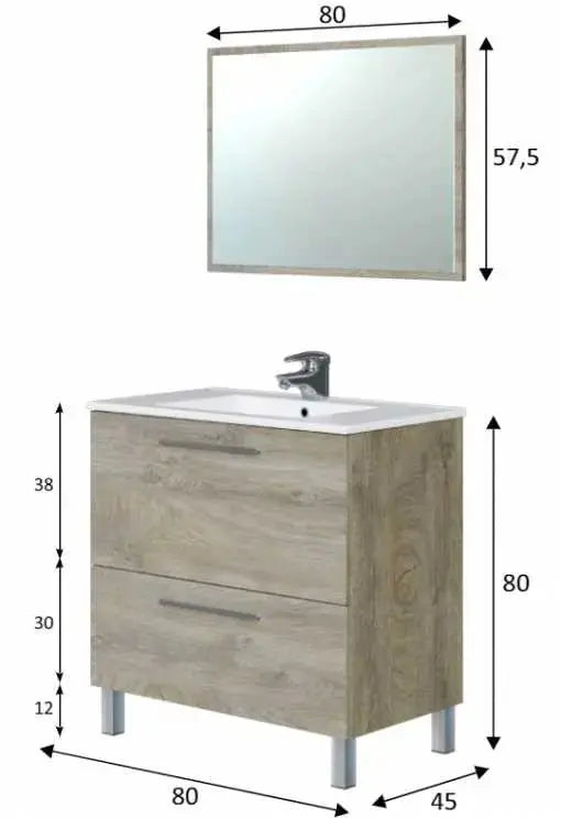 Mobile Bagno Rovere Alaska 80x45x80 cm