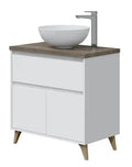 Mobile bagno cm80 lavabo tondo bianco-olmo