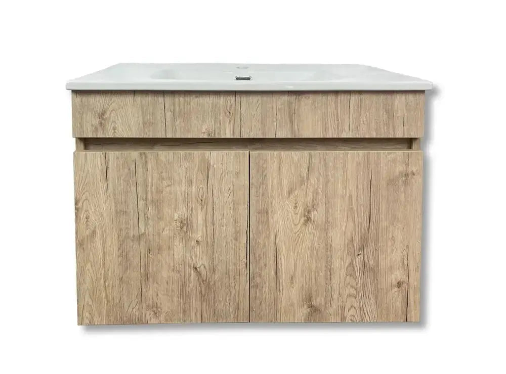 Mobile bagno cortina 80x45 2 ante rovere completo lavello e specchio