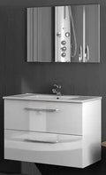 Mobile bagno sospeso 80x46x58h bianco 2cassetti lavabo e specchio