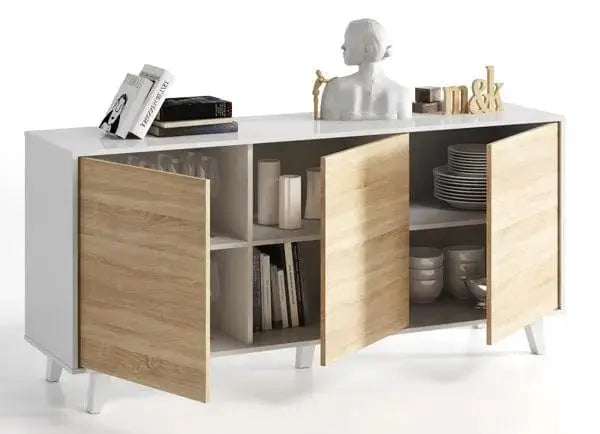 Mobile credenza 3 ante 154x41x75h bianco lucido canadian