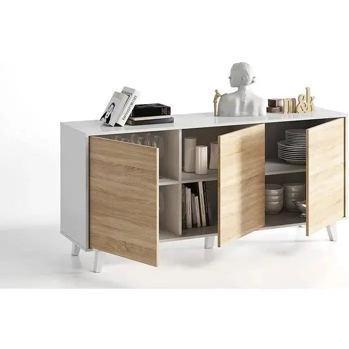 Mobile credenza 3 ante 154x41x75h bianco lucido canadian