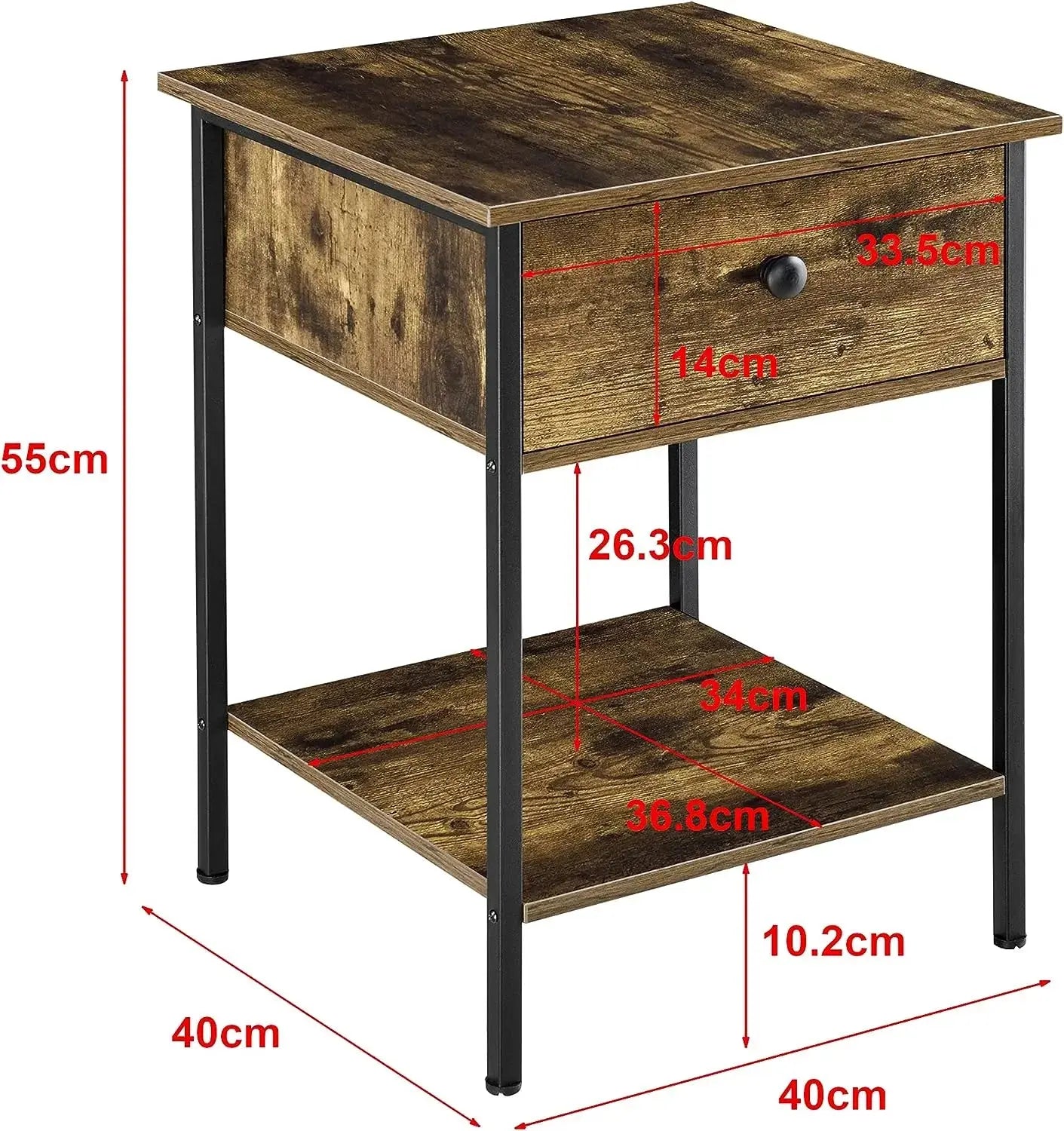 Mobile industrial 1cassetto +1 ripiano 40x35x60h