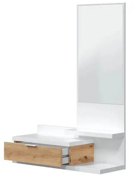 Mobile ingresso sospeso con specchio rovere nodi-bianco