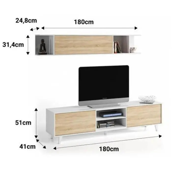 Mobile soggiorno zaiken 180x41x51h composto da base e pensile