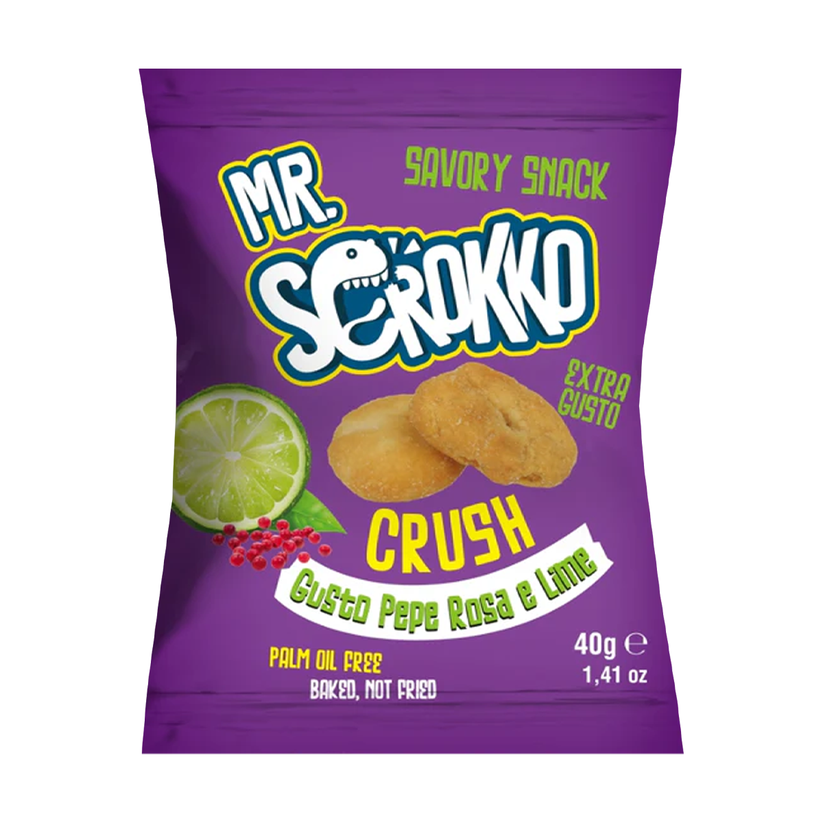 MR. SCROKK,  Tarallini gusto pepe rosa e lime da 40gr - Confezione da 60 pezzi