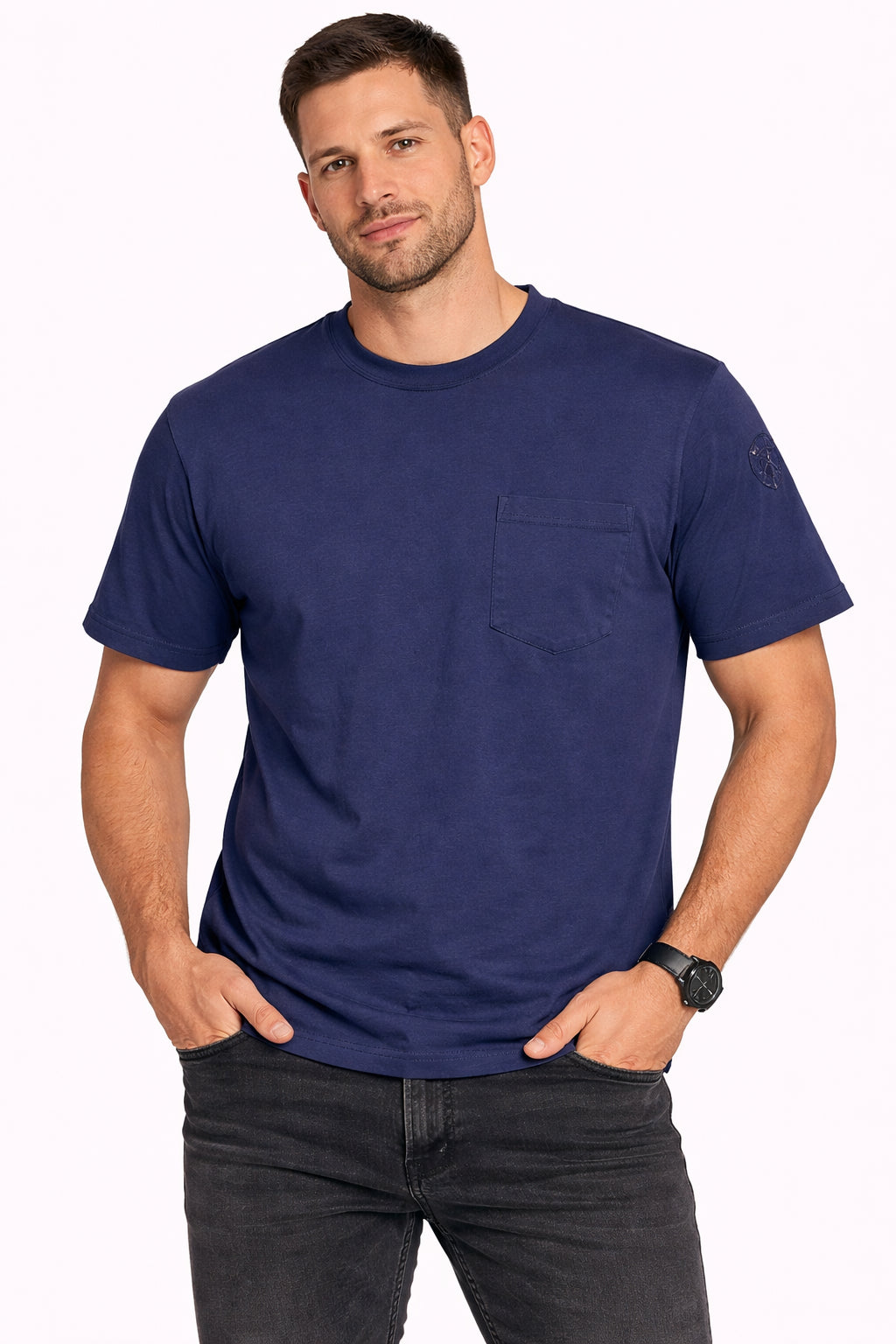 Blauer T-shirt Uomo Cotone Taschino 26SBLUH02305 007457 888 Blu