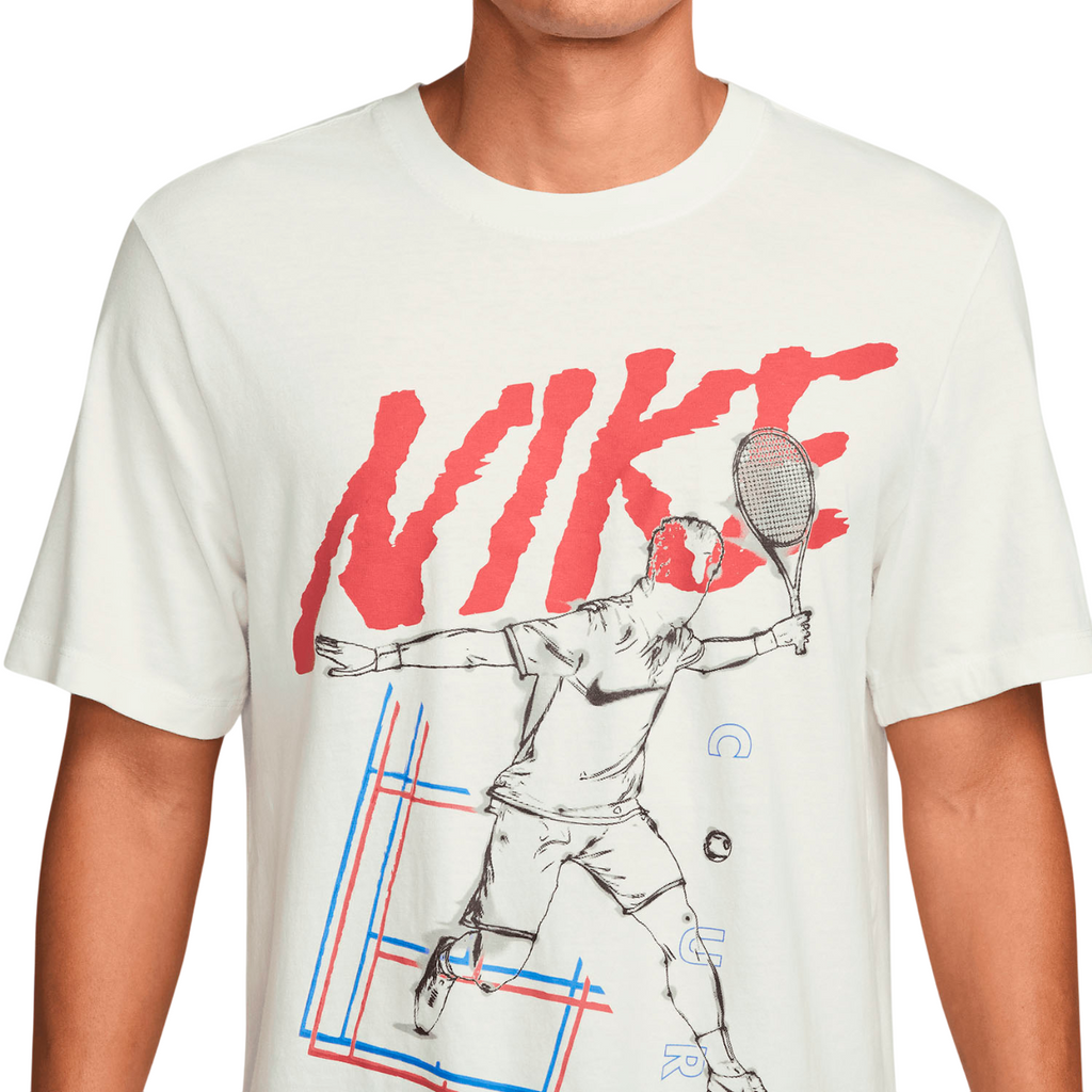 Nike Court Logo HJ3454-121 Maglietta Tennis Uomo Bianco Summit