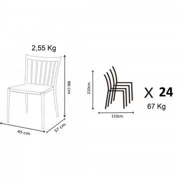 Sedia impilabile Martinica con Seduta in Polyrattan Grigio Mélange - Senza Braccioli