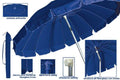 Ombrellone Mare Luxury Ø220 cm - Antivento, Snodo, Sacca Inclusa