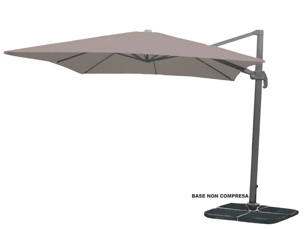 Ombrellone a braccio Deluxe 3x3 mt – Struttura grigia, telo tortora