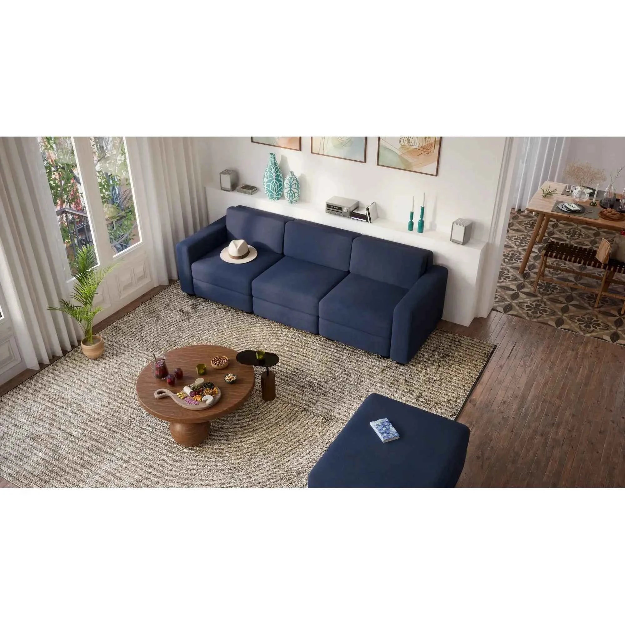 Divano Modulare GRACIA - Modulo Pouf Blu Scuro