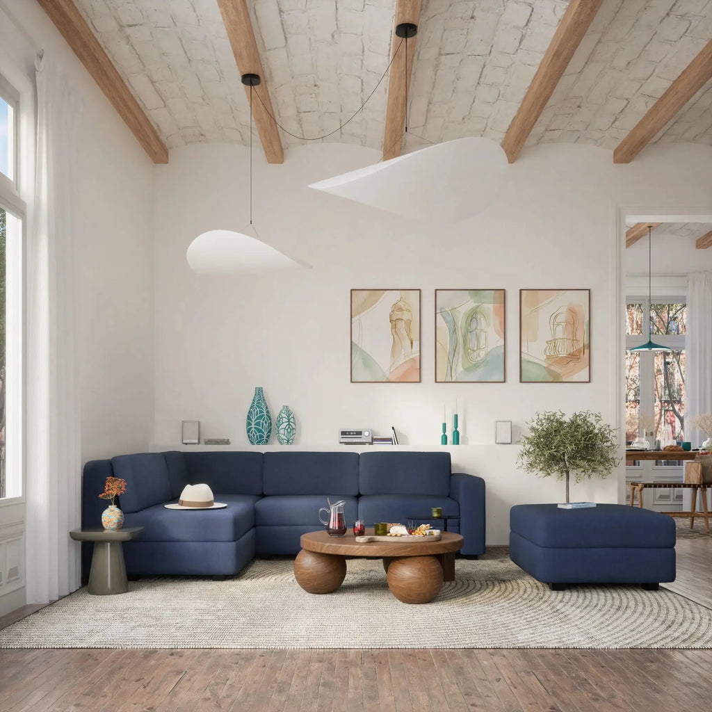 Divano Modulare GRACIA - Modulo Pouf Blu Scuro