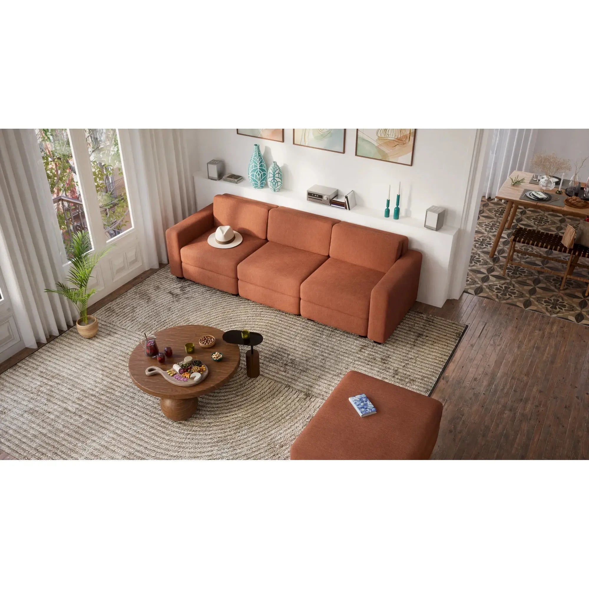 Divano Modulare GRACIA - Modulo Pouf Terracotta