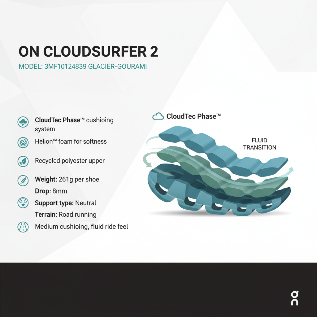 On Cloudsurfer 2 3MF10124839 Glacier Gourami Scarpe Running Uomo