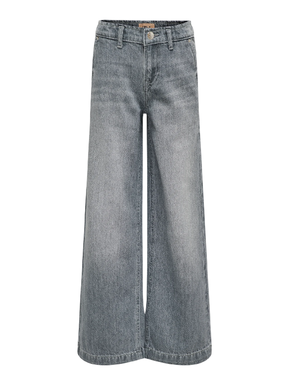 Only KOGCOMET 15313895 Grigio Medium Grey Denim - Jeans Wide Leg Ragazza Gamba Larga
