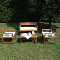 Set salotto Bali con cuscini in legno di acacia