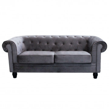 Divano Chesterfield in velluto blu o taupe con lavorazione capitonné