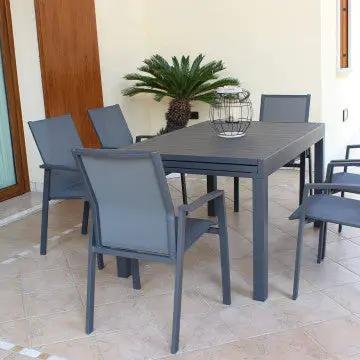 Tavolo allungabile Hawaii in alluminio antracite - 135/270 X 90