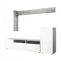 Parete Soggiorno Bridge Bianco Lucido e Grigio Cemento cm 207 x 34 x 170 h