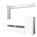Parete Soggiorno Bridge Bianco e Bianco Lucido, Dimensioni: cm 207 x 34 x 170 h