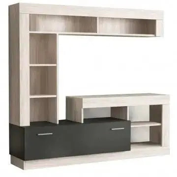 Parete Soggiorno Leonard Antracite e Pino Chiaro cm 170 x 42 x 170 h