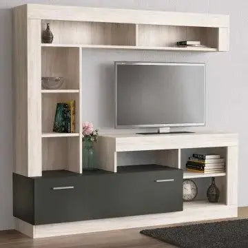 Parete Soggiorno Leonard Antracite e Pino Chiaro cm 170 x 42 x 170 h