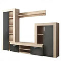 Parete Soggiorno Nobel Antracite e Quercia Chiaro cm 263 x 40 x 200 h