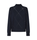 Pepe Jeans maglia da donna a lupetto fantasia losanghe Idris Perkins PL702215 594 blu
