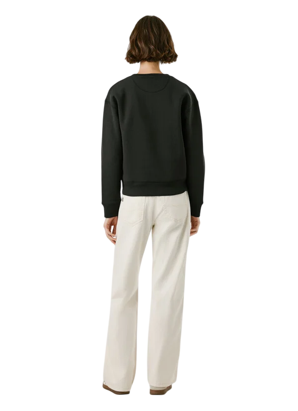 Pepe Jeans Felpa Donna BABI PL5800017 999 Nero - Felpa Girocollo Casual con Logo