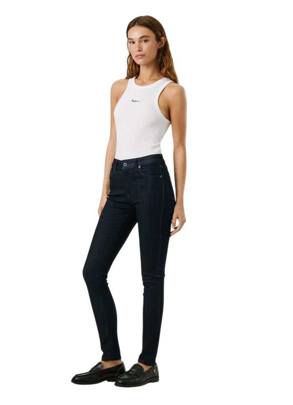 Pepe Jeans Jeans Donna PL2047288 Regent Nero – Skinny Fit a Vita Media, Eleganza e Comfort Everyday
