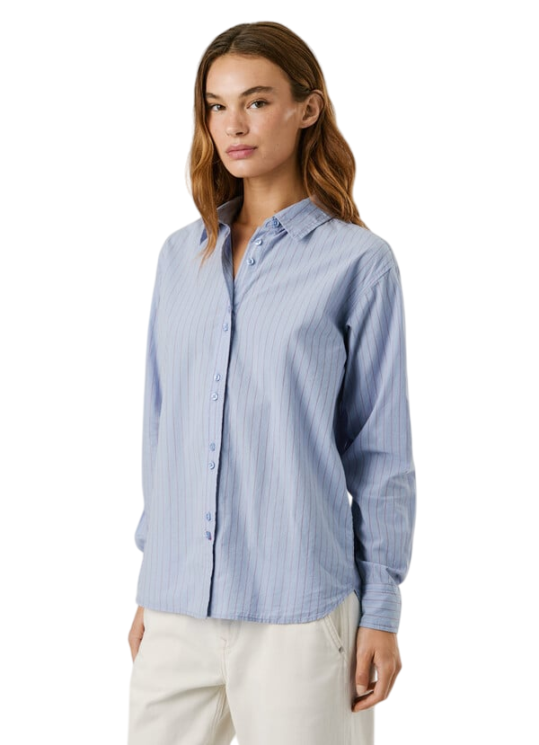 Pepe Jeans LYRIC PL3051265 Blu Camicia Donna Casual Cotone 100% - Look Trendy e Confortevole