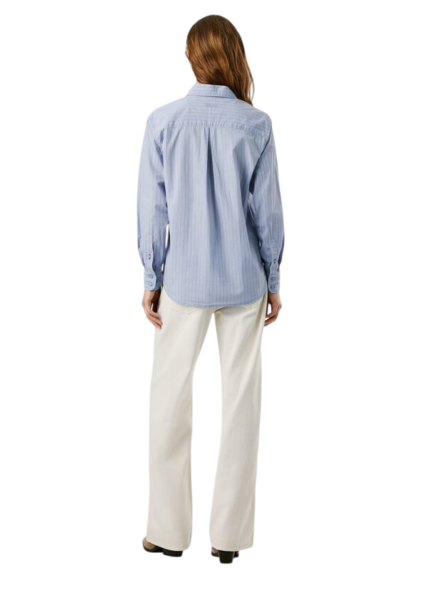 Pepe Jeans LYRIC PL3051265 Blu Camicia Donna Casual Cotone 100% - Look Trendy e Confortevole