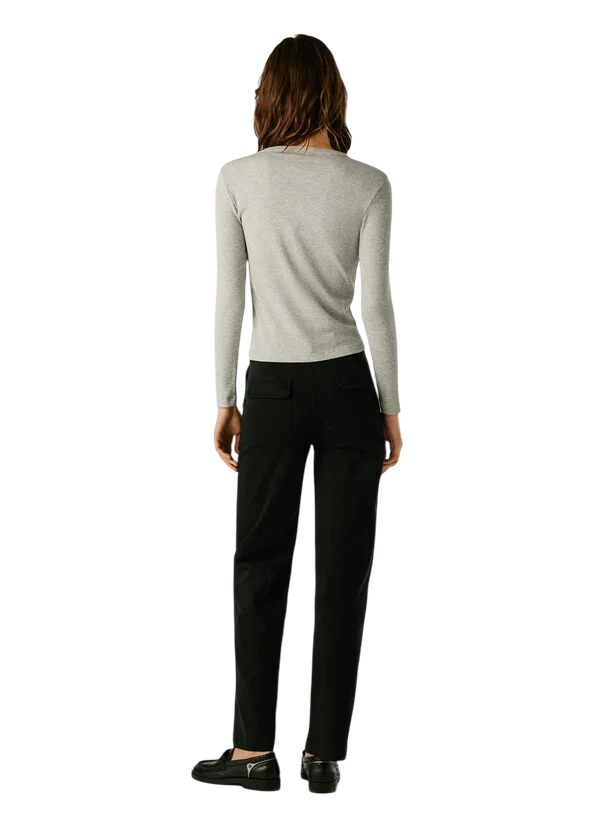 Pepe Jeans Maglia Donna BETINA PL5000025 933 Grigio - Maglia Aderente Girocollo a Coste in Cotone