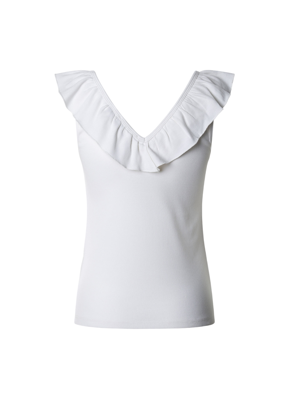 Pepe Jeans canotta a coste con scolo a V Millie PL506050 800 bianco