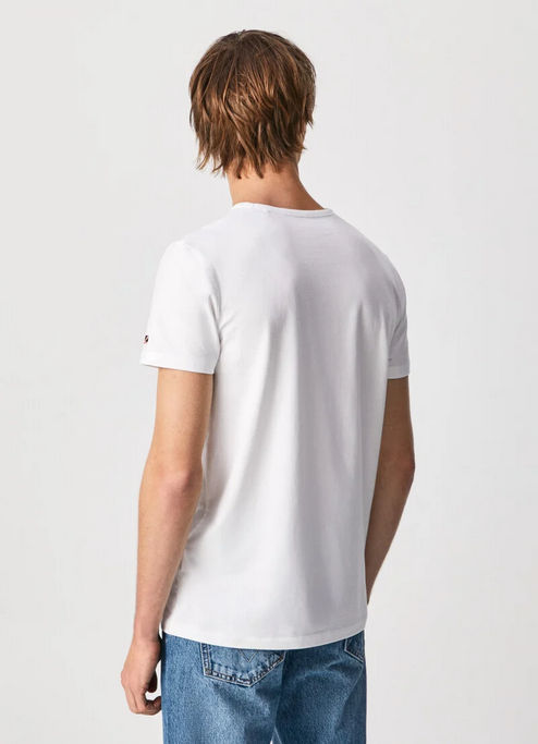Pepe Jeans maglietta maniche corte da uomo con logo stampato Original Basic PM508212 800 bianco