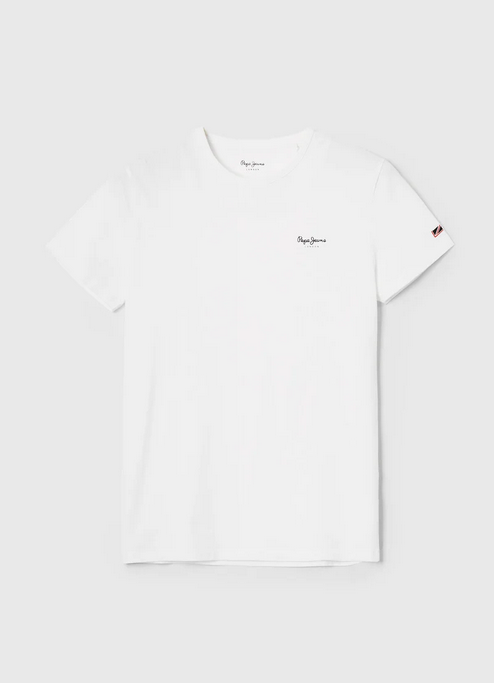 Pepe Jeans maglietta maniche corte da uomo con logo stampato Original Basic PM508212 800 bianco