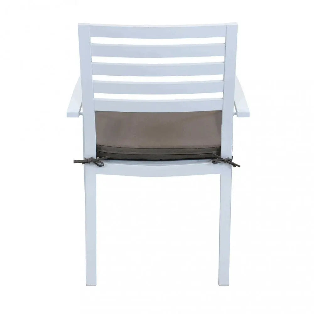 Poltrona da giardino in alluminio bianco con cuscino taupe (Dimensioni: 46x62x84 cm)