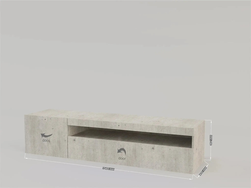 Porta TV con 1 anta + anta ribalta in stile DAIQUIRI cemento
