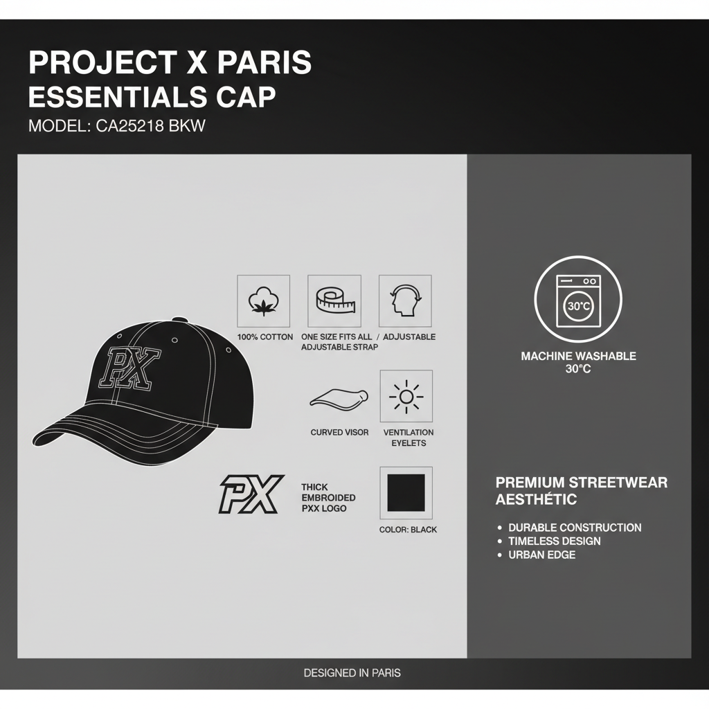 Project X Paris Cappello Visiera Essentials CA25218 BKW Nero